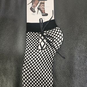 Jessica Simpson Black and White Fishnet Socks